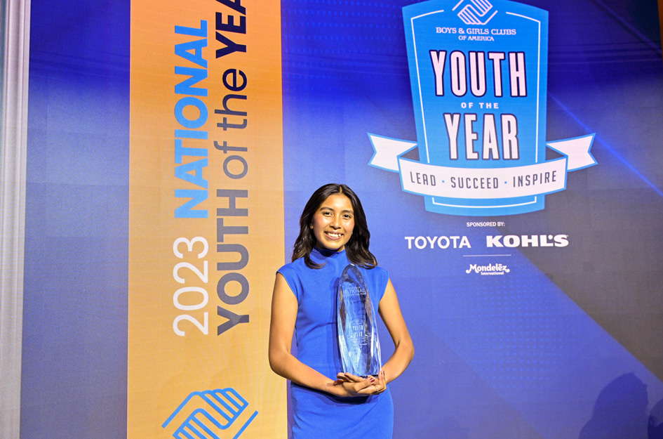Alejandra L. with National Youth of the Year award