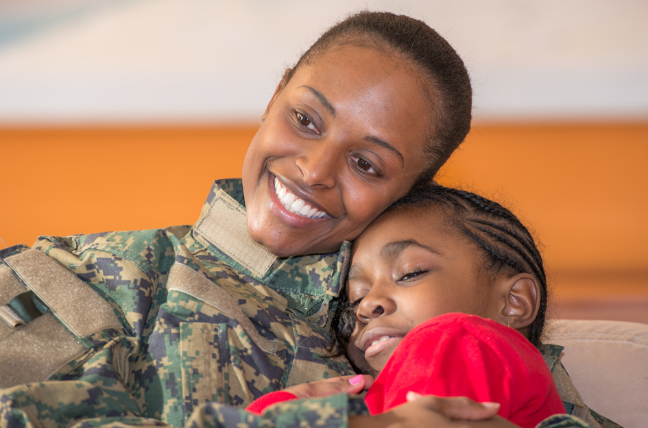 Military mom and daughter
