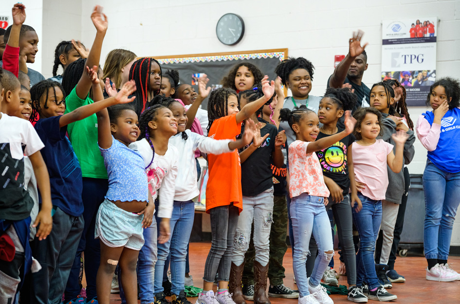 Group of happy Club kids and teens