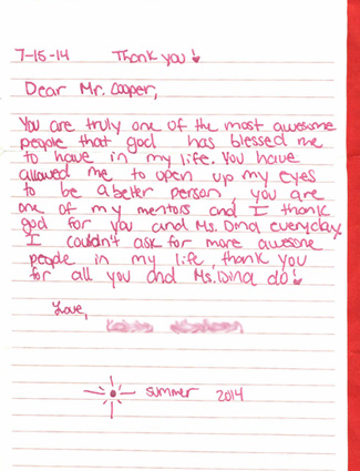 A sweet letter to Mr. Cooper