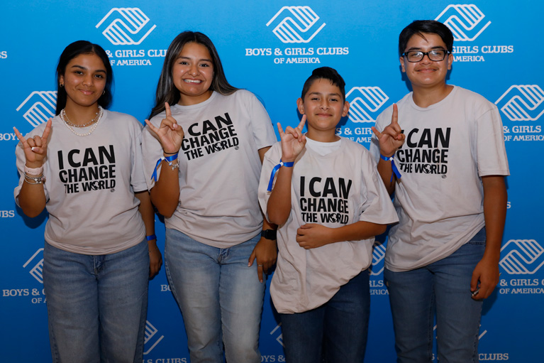 Club teens at SAY in "I Can Change the World" t-shirts