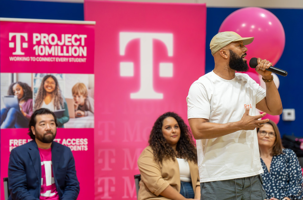 The Un-carrier is giving students double the data and tapping into new partnerships with the nation’s leading after-school organization and rapper and activist, Common to connect millions more students - Common speaking
