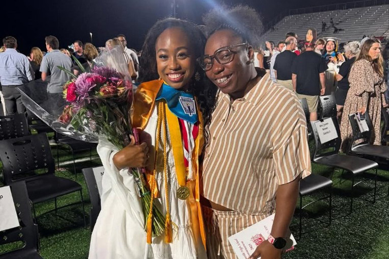 Eva and Ms. Kim after HS Graduation