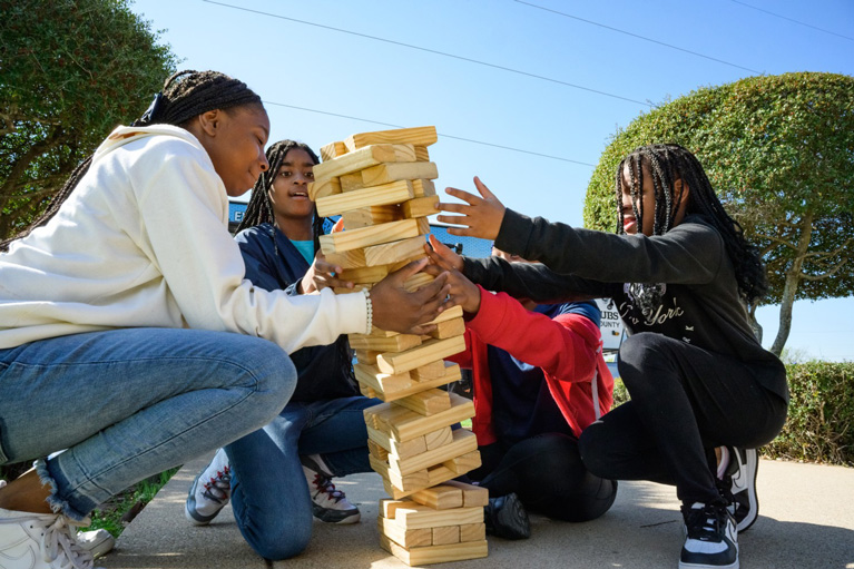Club kids playing a game